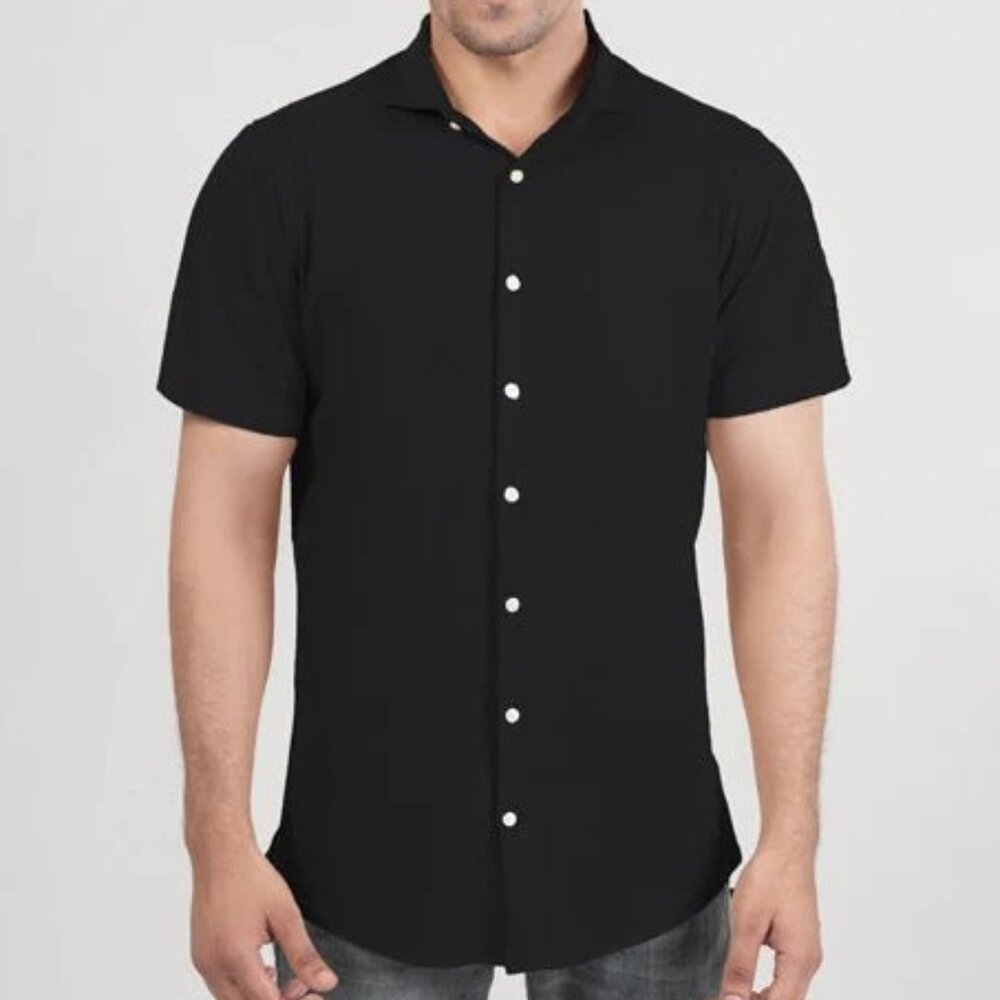 Brisk Black Knitted Soft Pique Short Sleeve Shirt